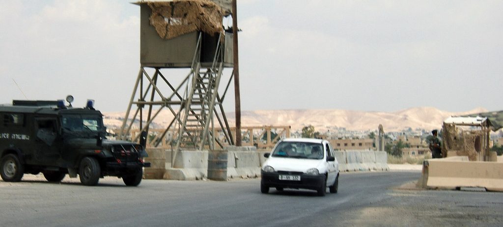 An Israel Border Police checkpoint at Jericho's southern entrance, 2005